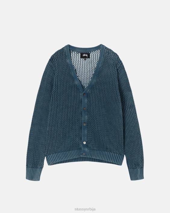 STUSSY плетива Плави унисек лабав кардиган L64B258