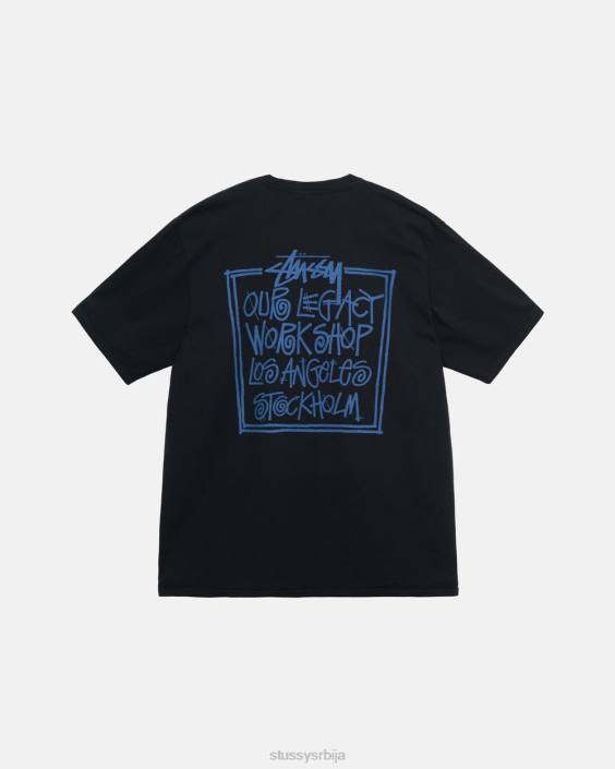STUSSY теес црн унисек наша застарела мајица обојена пигментом за оквир L64B24