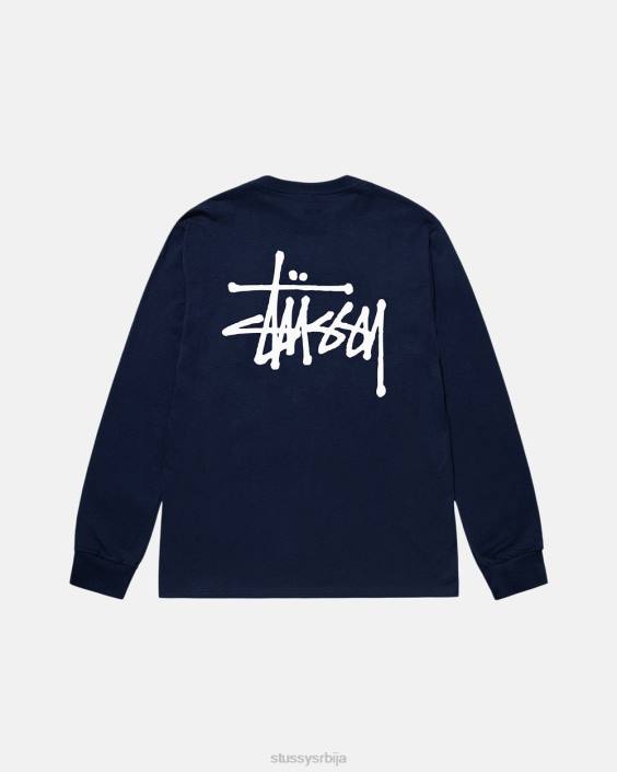 STUSSY теес морнарица унисек основни лс тее L64B57