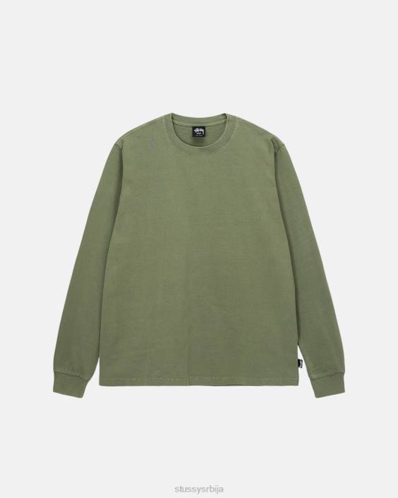 STUSSY теес маслина унисек тешки пигмент обојен лс посада L64B83