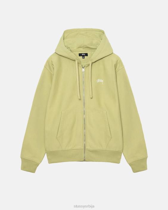 STUSSY зноји се бледо зелена унисек стоцк лого зип хоодие L64B131
