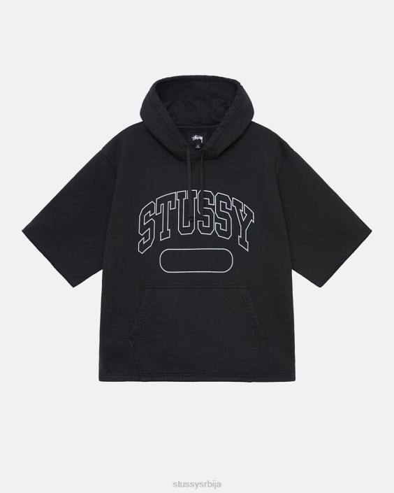 STUSSY зноји се црн унисек сс кутијаста мајица с капуљачом L64B160