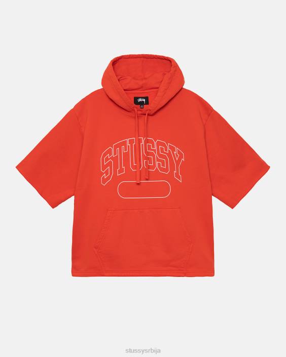 STUSSY зноји се дубоко наранџаста унисек сс кутијаста мајица с капуљачом L64B162