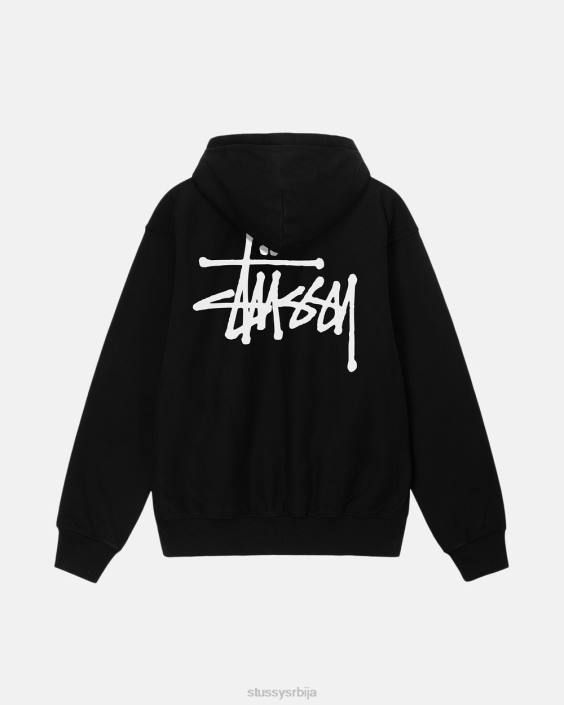 STUSSY зноји се црн унисек дуксерица обојена основним пигментом L64B188