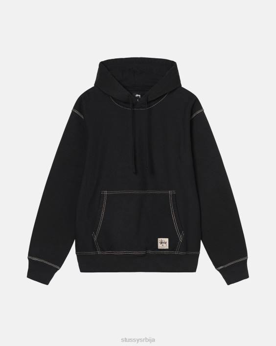 STUSSY зноји се црн унисек дуксерица са етикетом са контрастним шавом L64B210