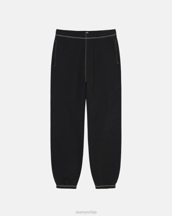 STUSSY зноји се црн унисек панталоне са етикетом са контрастним шавом L64B212